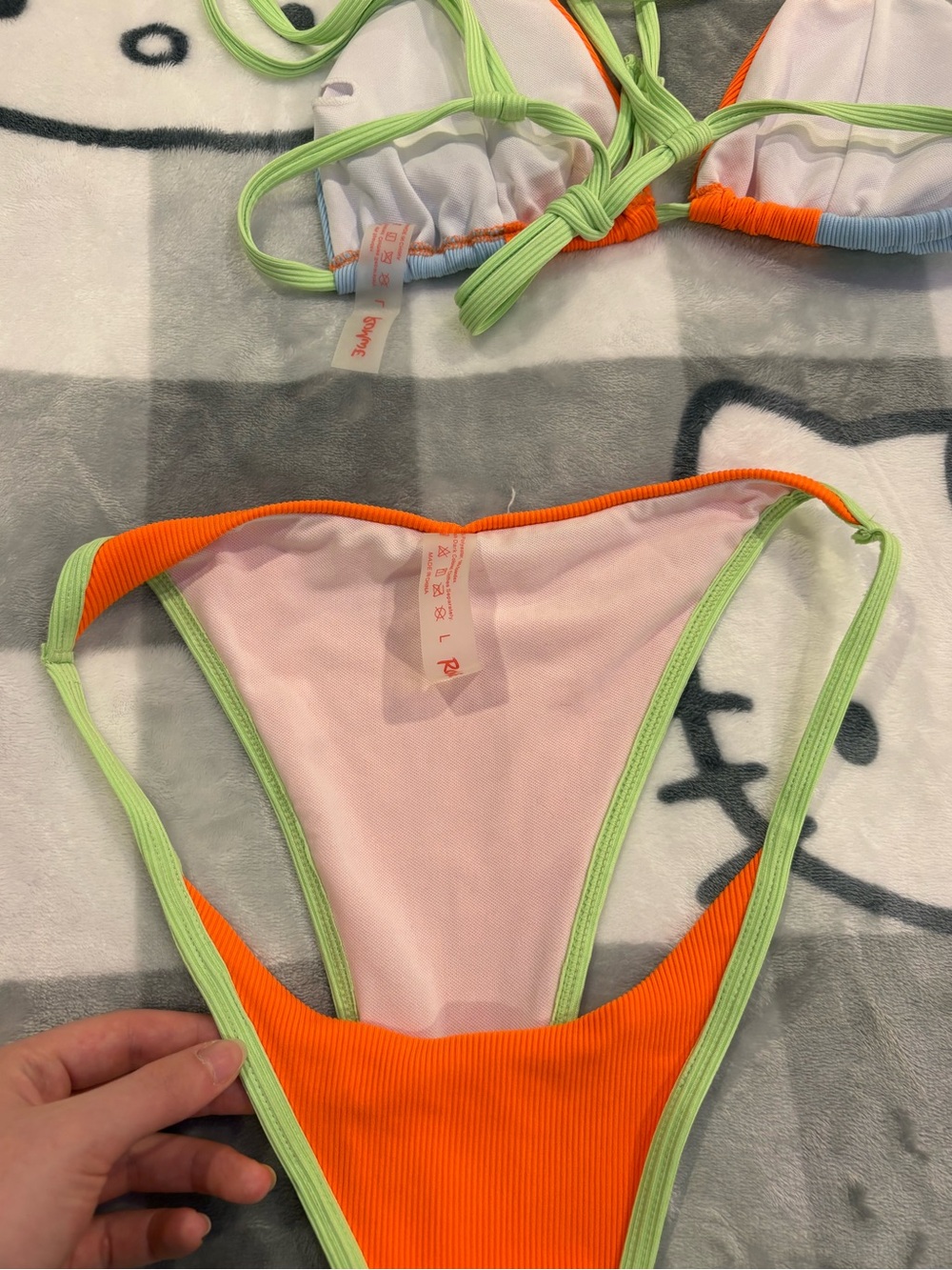 Romwe Colorblock Ribbed Triangle Bikini - Picture 7 of 8